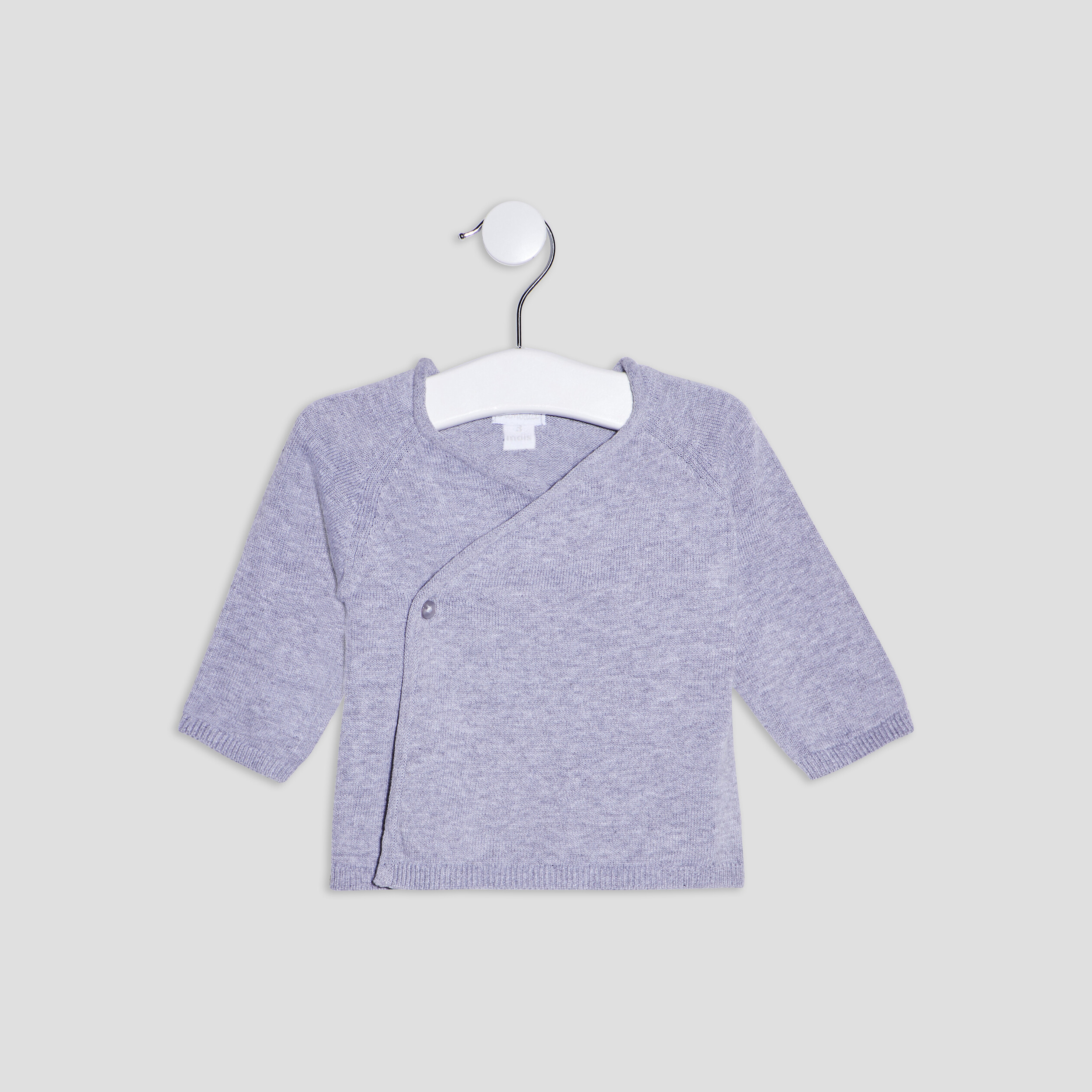 Gilet coton col cache-coeur gris bébé garçon | La Halle