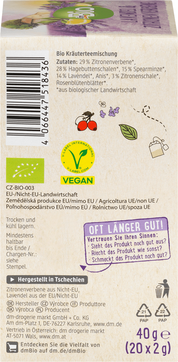 Kräuter-Tee, Lavendel & Verbenen (20 x 2 g), 40 g