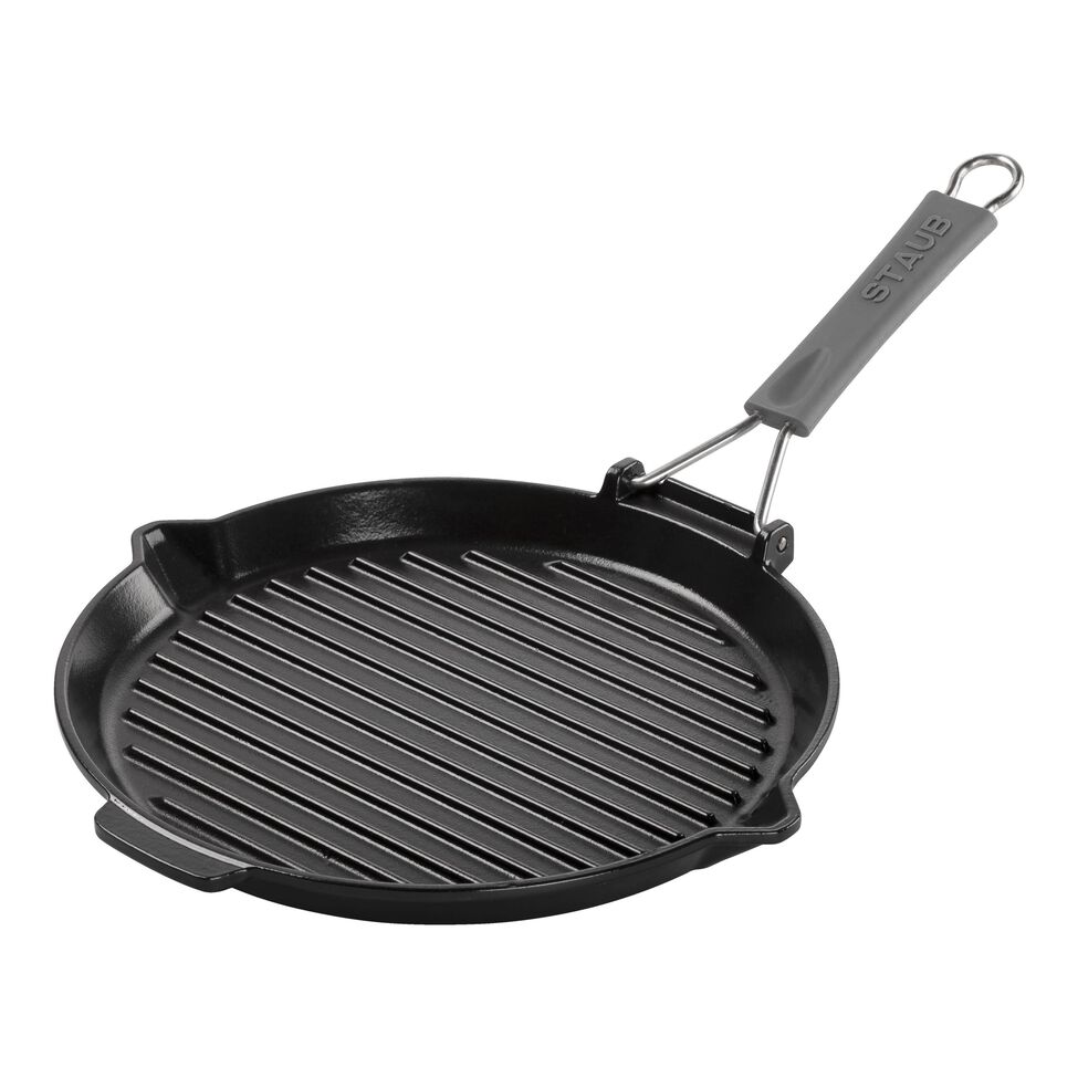 Grillpfanne mit Ausgießnase 28 cm, Gusseisen, Schwarz