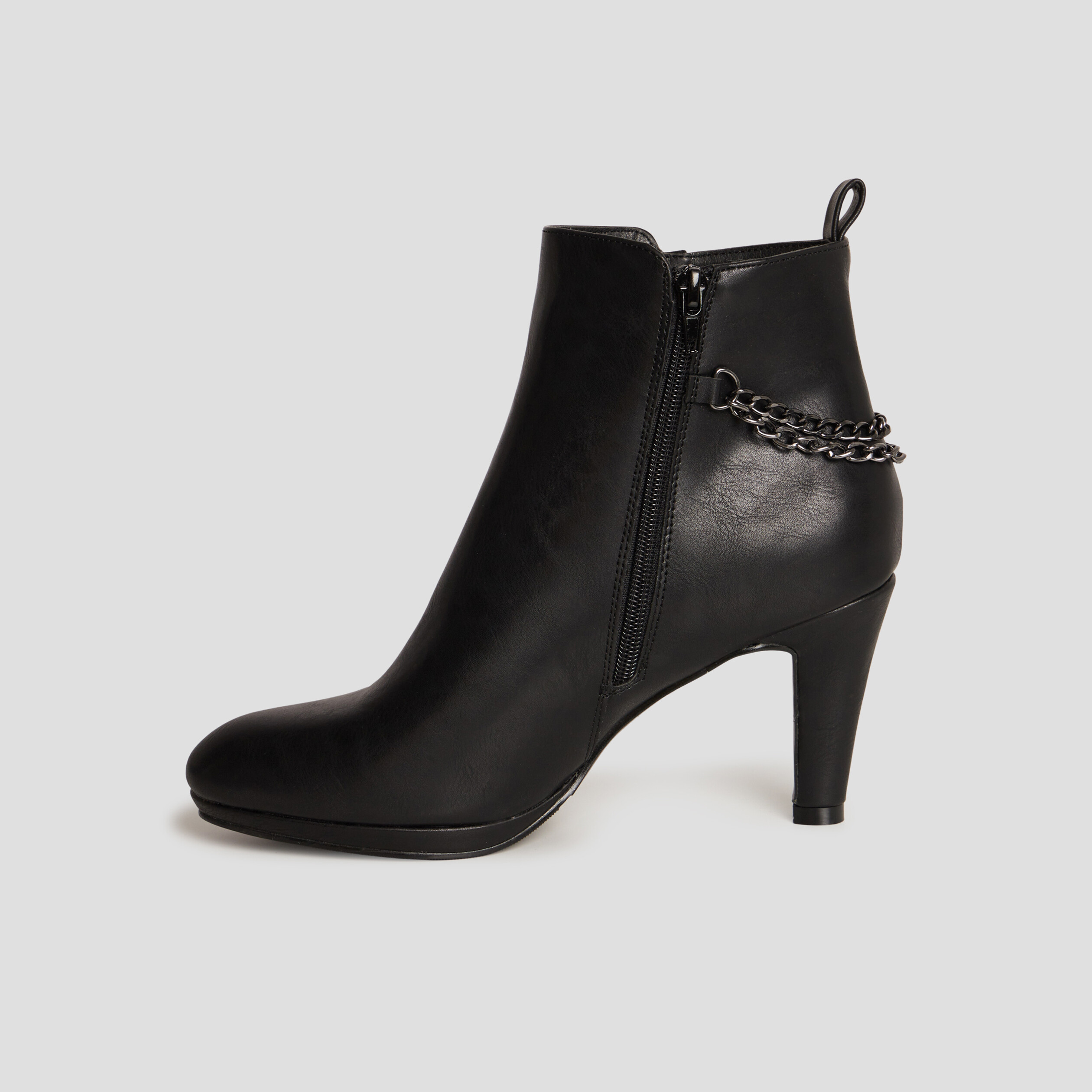 Bottines détails chaînes à talons noir femme | La Halle