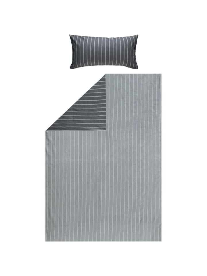 LOOKS by Wolfgang Joop Fein Flanell Bettwäsche in anthrazit-silber günstig kaufen
