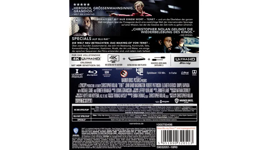 Tenet (4K Ultra HD) (+ Blu-ray 2D) (+ Bonus-Blu-ray)