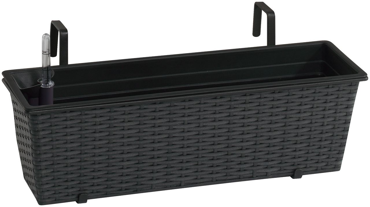 Weles Polyrattan Balkonkasten inkl. Aufhängung, 60 x 19 x 18 cm, mit Bewässerungssystem, anthrazit