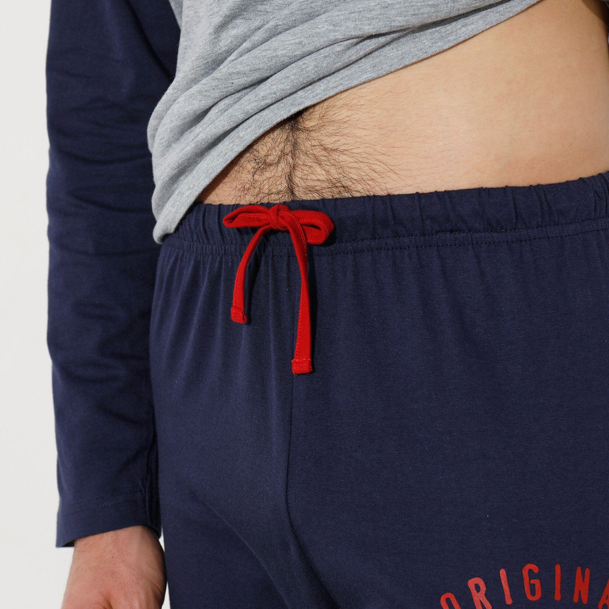 Pantalon de pyjama bleu marine imprimé placé