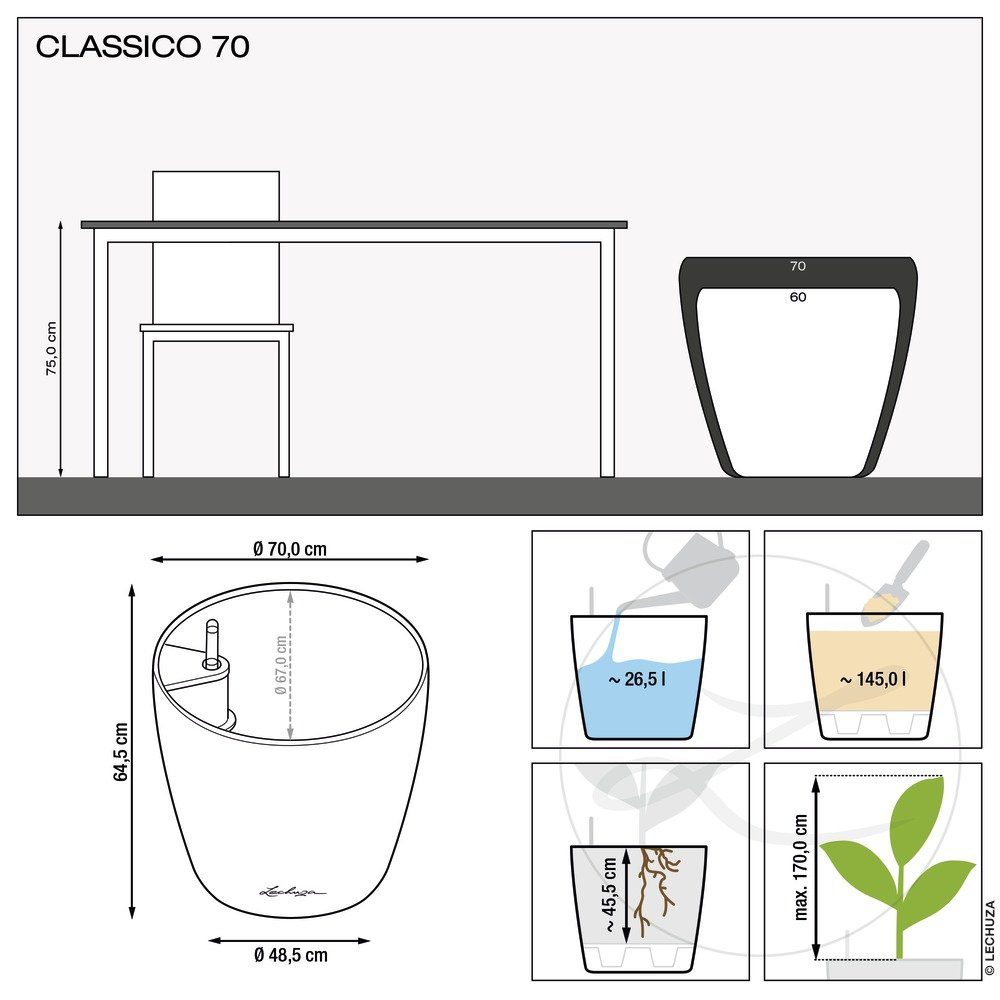 Lechuza® Blumentopf Classico Color 70 schiefergrau (1 St)