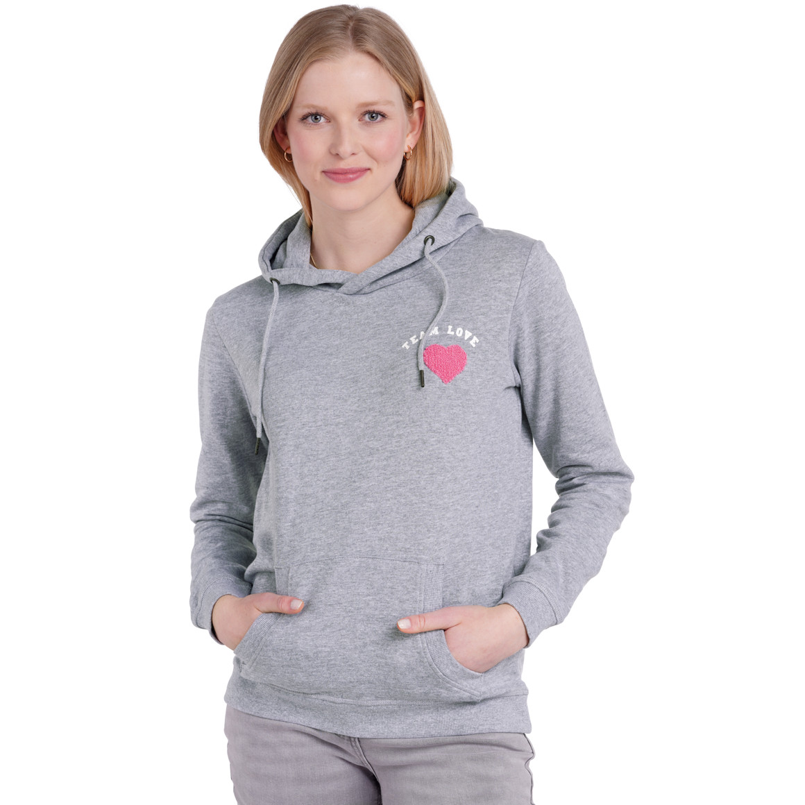 Damen Hoodie mit Herz-Applikation