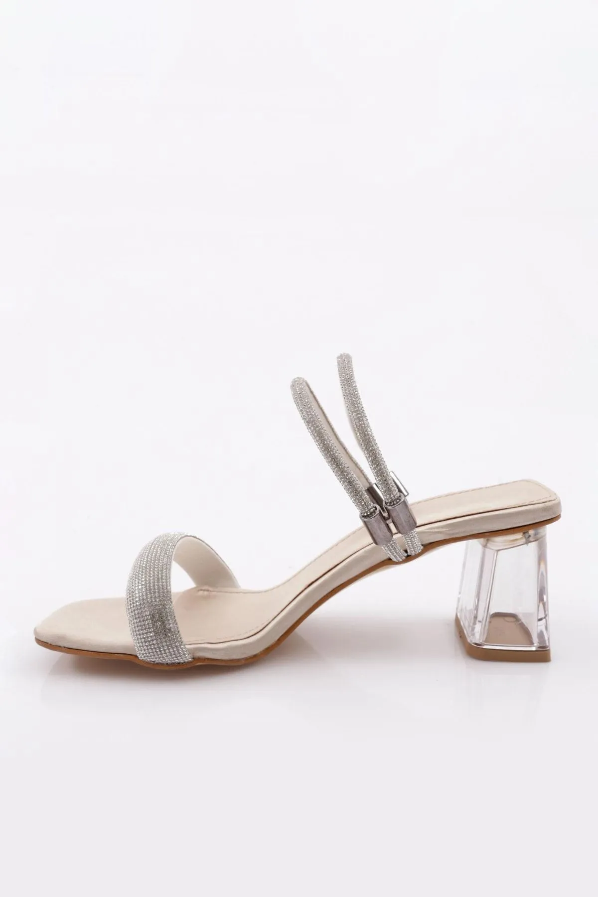 DGN  901 Damen-Sandalen mit quadratischem Zehenbereich und transparentem Absatz
