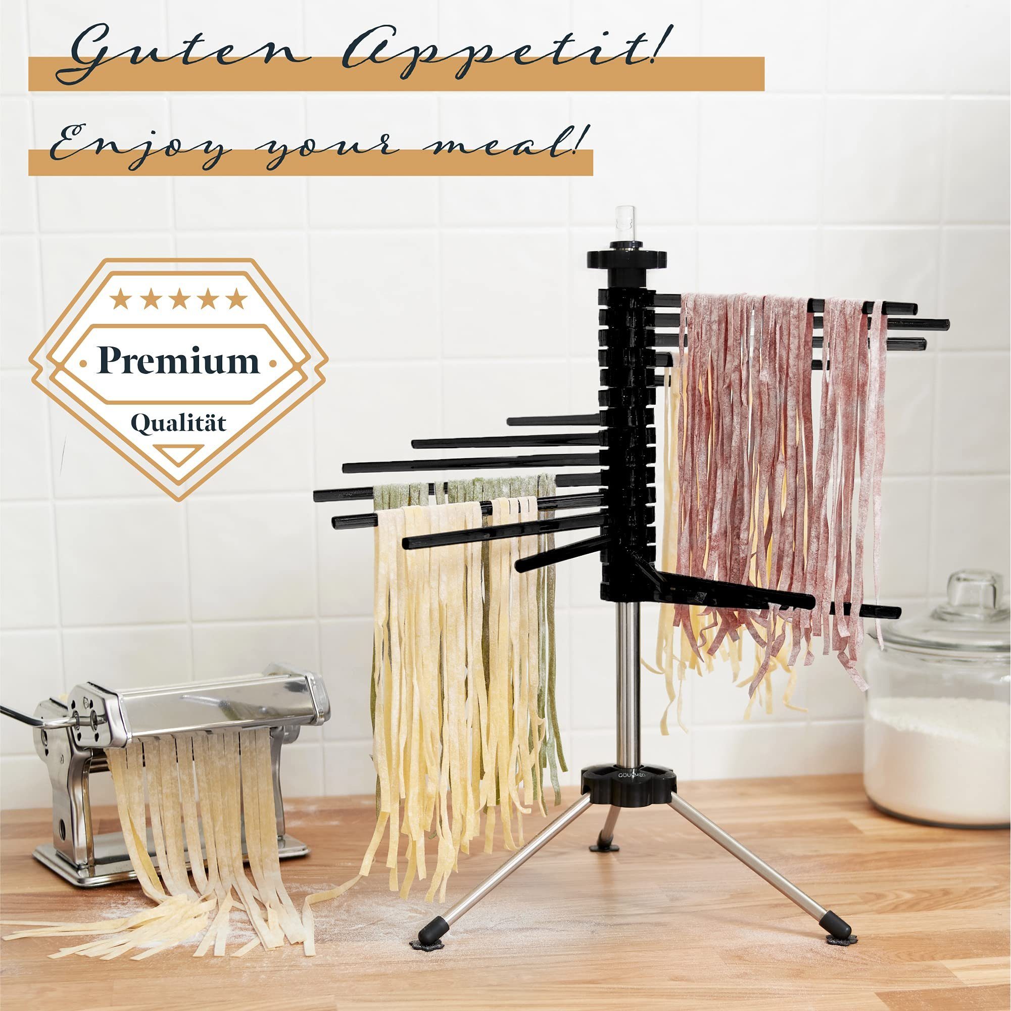 GOURMEO Nudelmaschine Black Pasta Dryer with 14 Rungs - Easy to Clean, Schwarzer Nudeltrockner mit 14 Stufen - Leicht zu reinigen