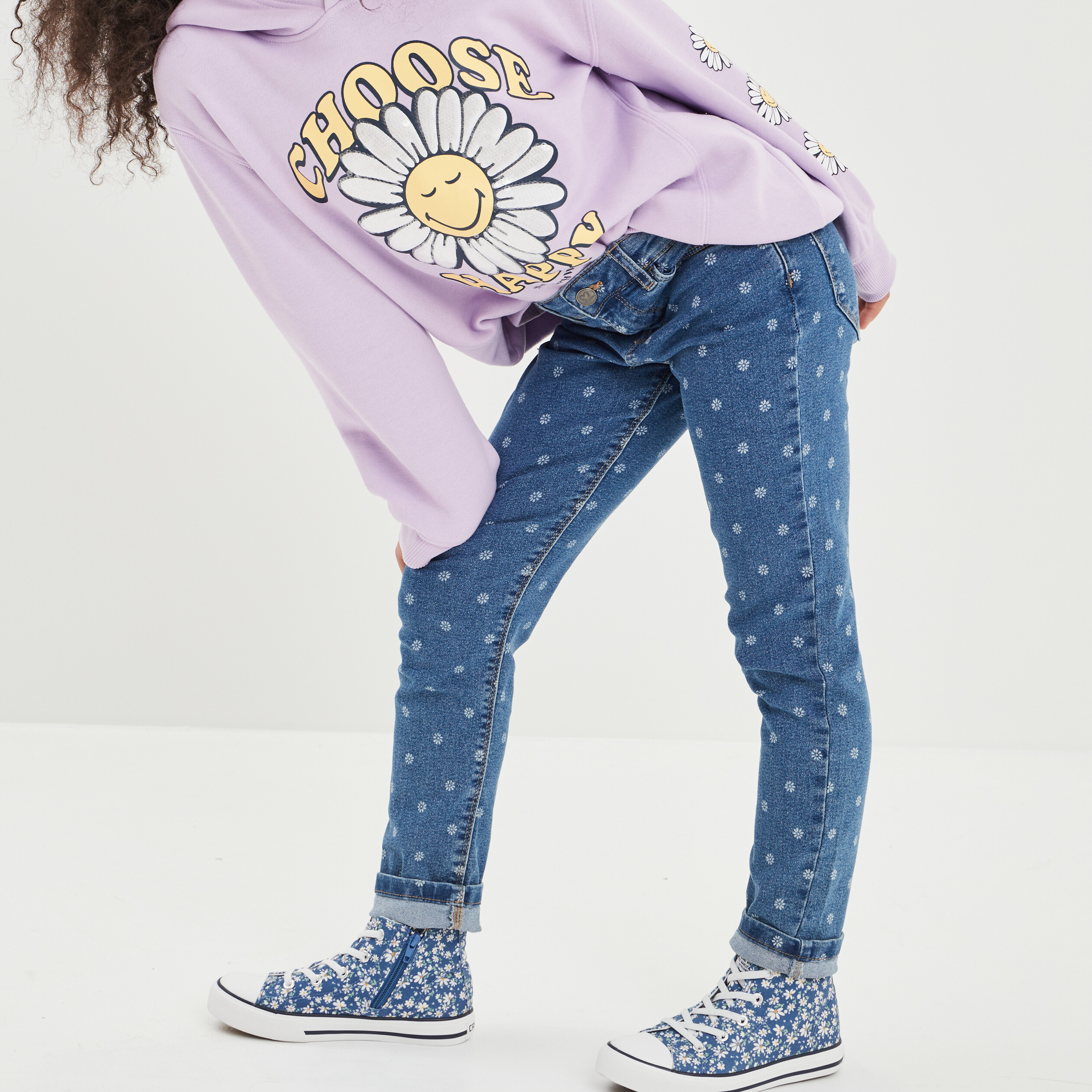 Jeans slim taille ajustable bleu fille | La Halle