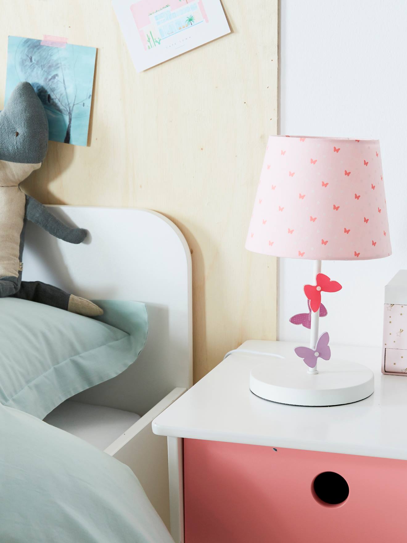 Vertbaudet Kinder Nachttischlampe SCHMETTERLINGE - rosa