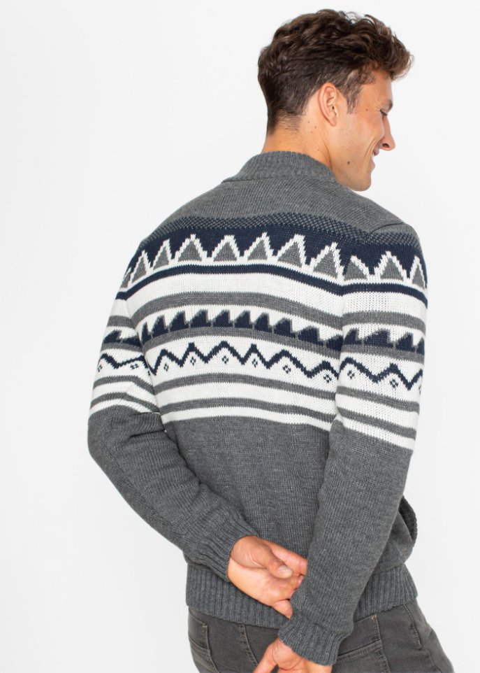 Norweger-Strickjacke mit Fleecefutter