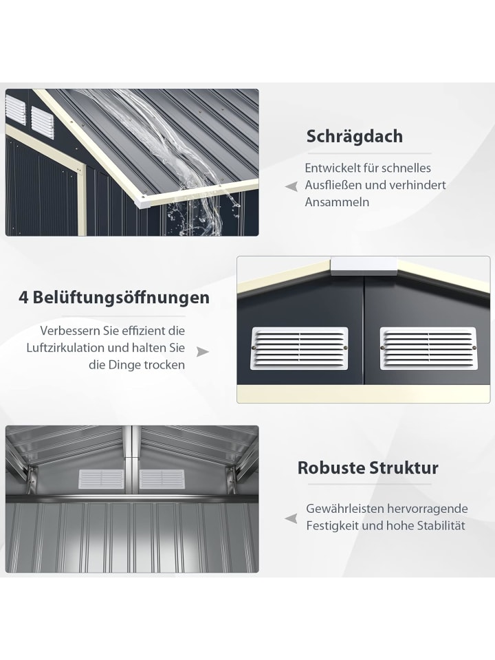 COSTWAY Gerätehaus 213x127x195 cm in Grau günstig kaufen onesize