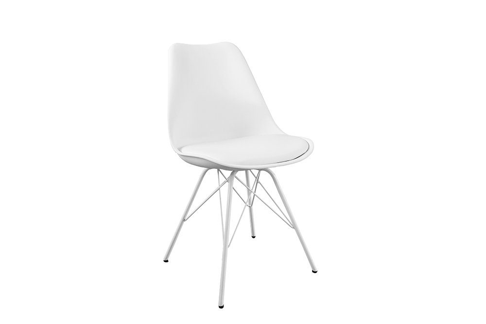riess-ambiente Esszimmerstuhl SCANDINAVIA MEISTERSTÜCK weiß / weiß, Esszimmer · Kunstleder · Metall · Retro Design