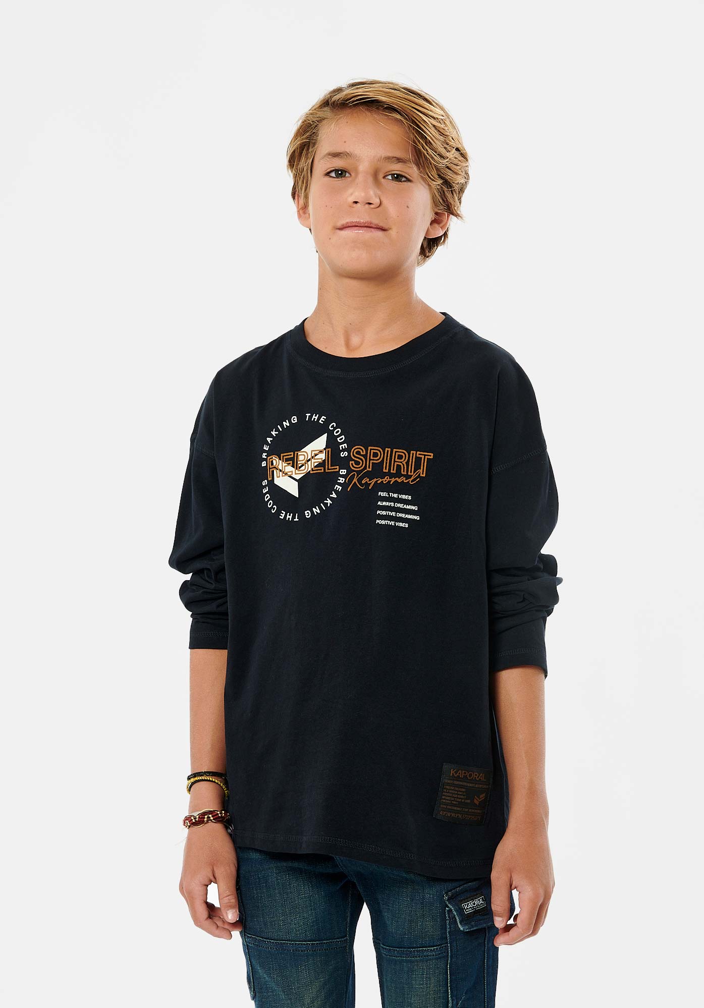 EDSON  T-shirt noir garçon 100% coton