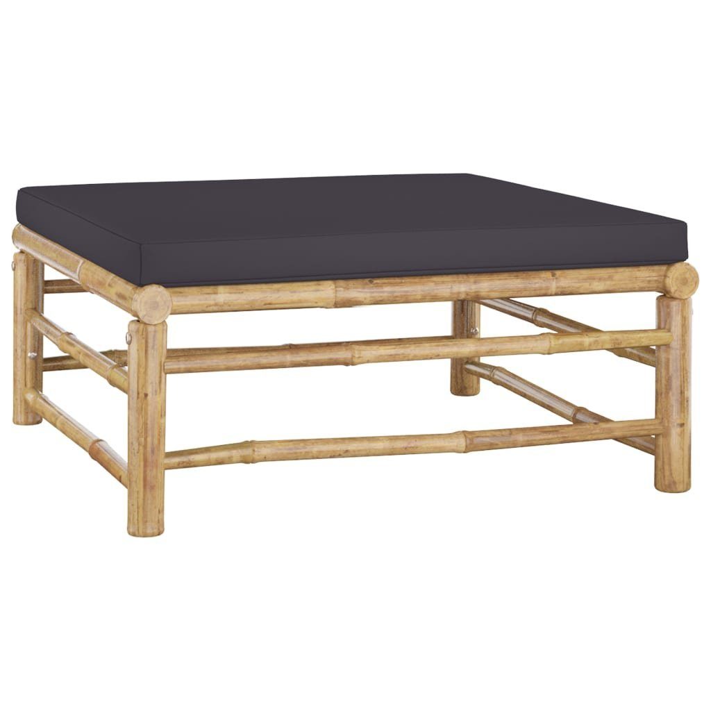 vidaXL Loungesofa 3-tlg. Garten-Lounge-Set mit Dunkelgrauen Kissen Bambus, 1 Teile