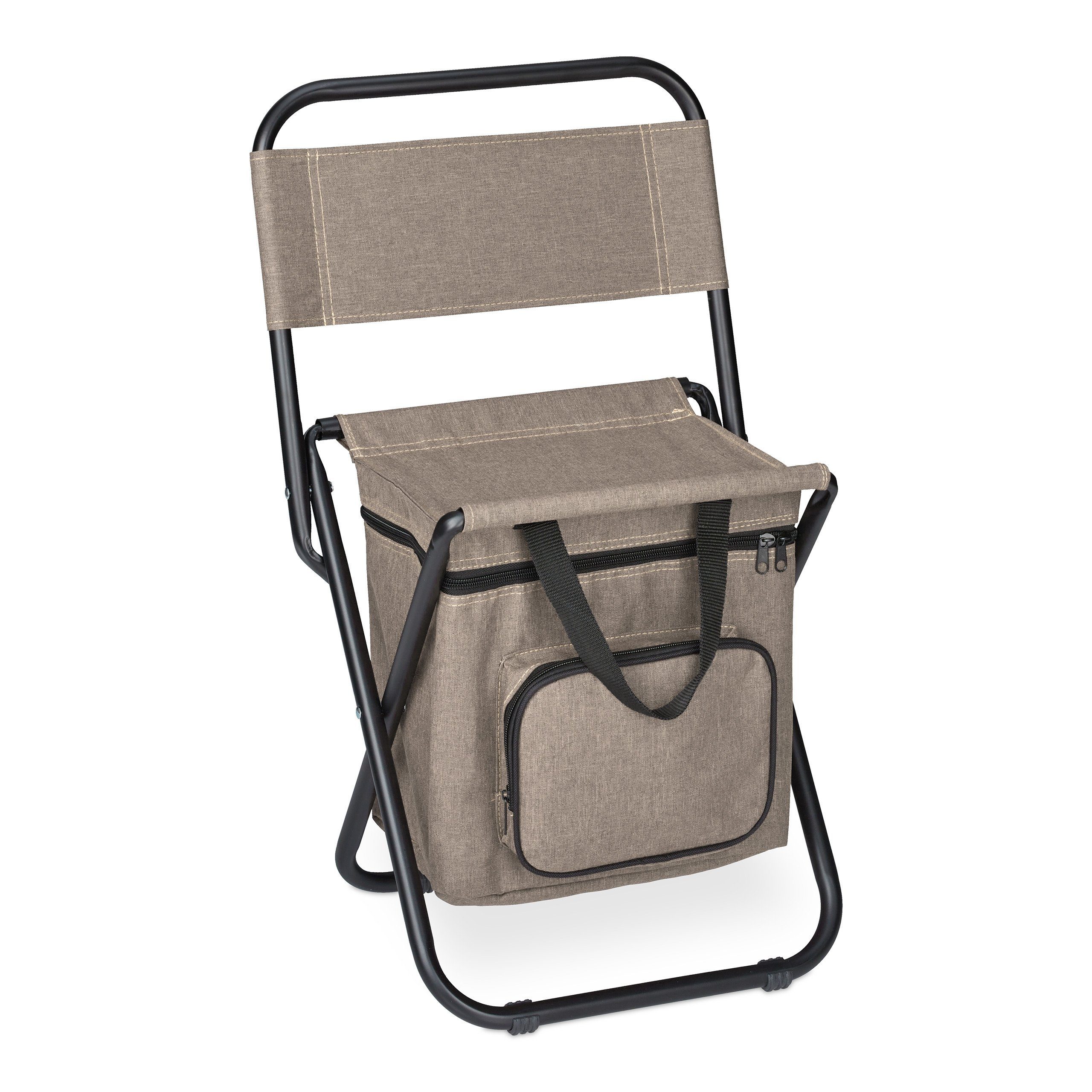 relaxdays Campinghocker Beiger Campinghocker mit Lehne