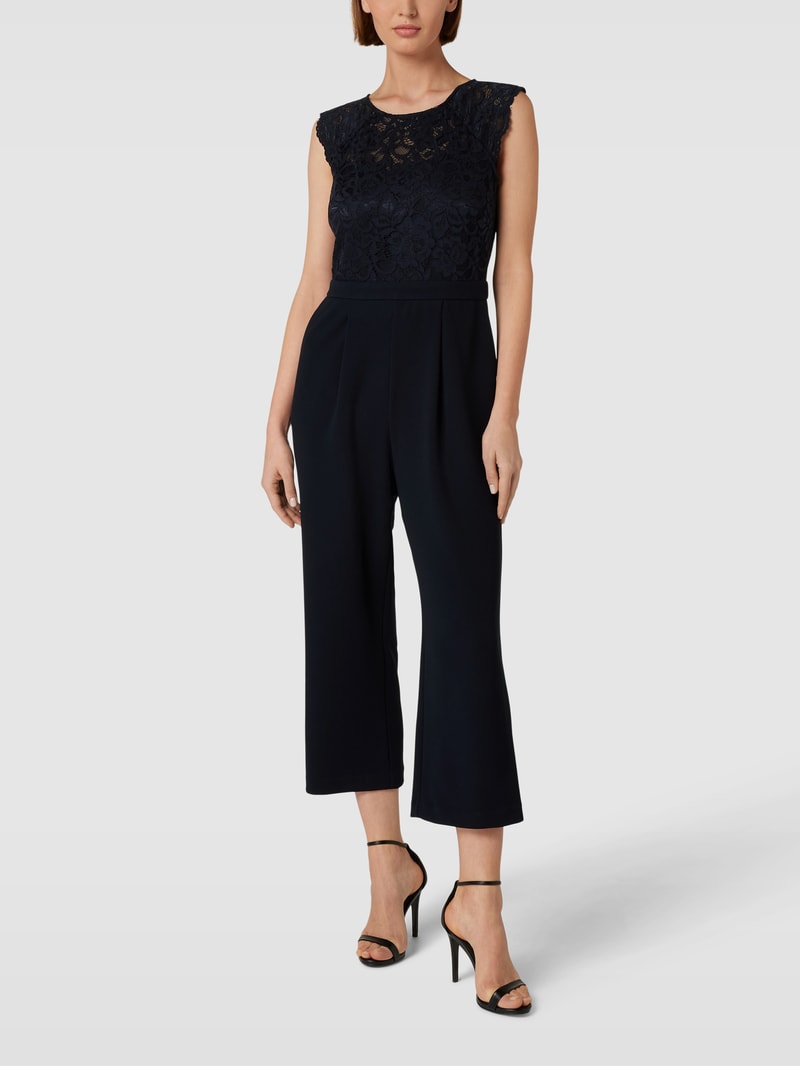 Jumpsuit aus Spitze in marineblau meliert