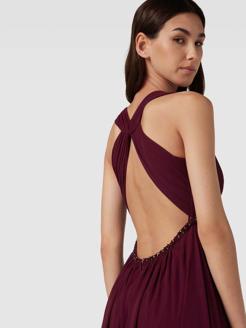Abendkleid mit Raffungen in kirschrot meliert
