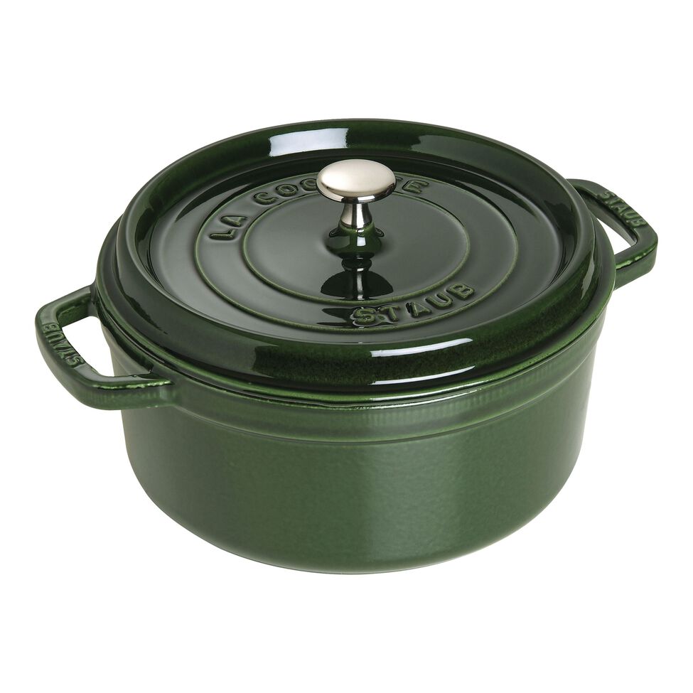 Cocotte 26 cm, rund, Basilikum-Grün, Gusseisen
