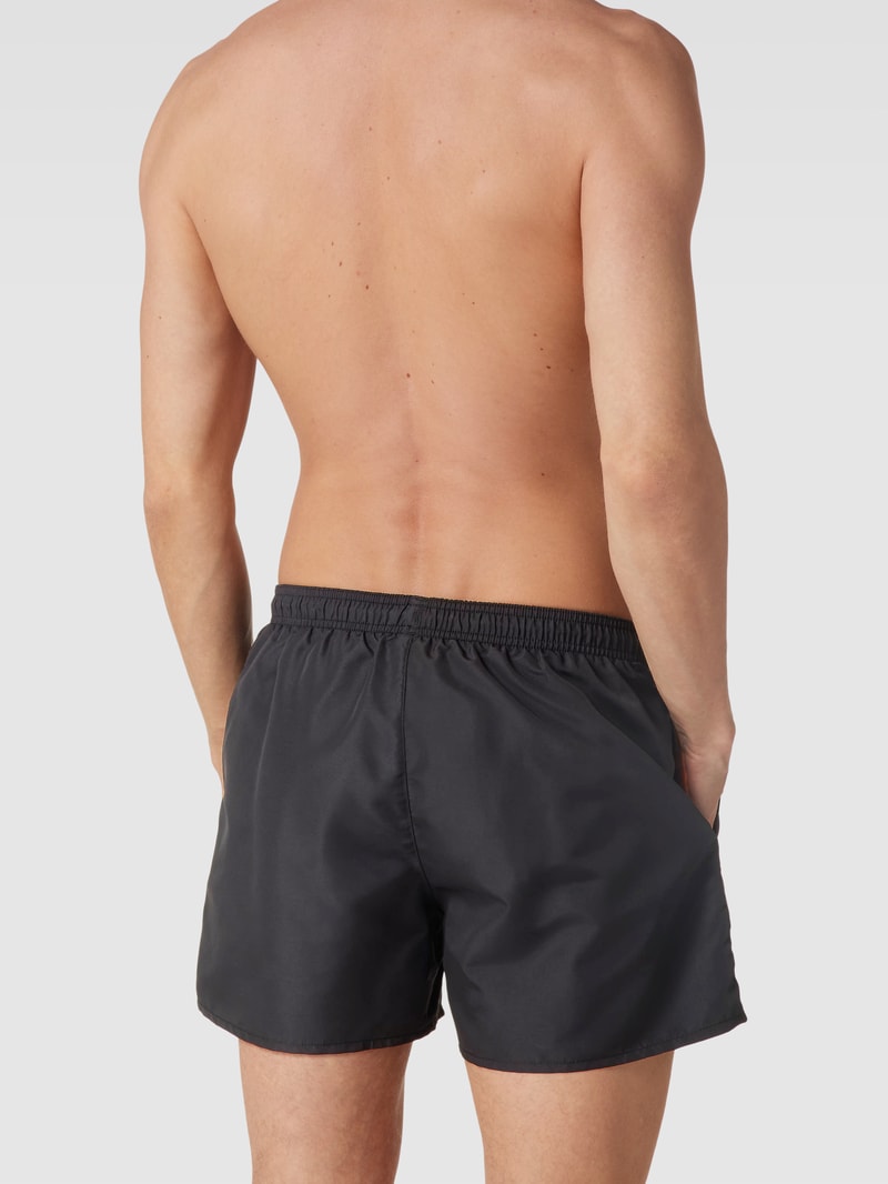 Badehose mit Label-Stitching Modell 'ESSENTIAL' in schwarz