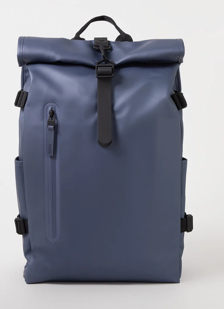 Rains Rolltop Suuri reppu, jossa on 16 tuuman läppäriosasto ja vettähylkivä pinnoite