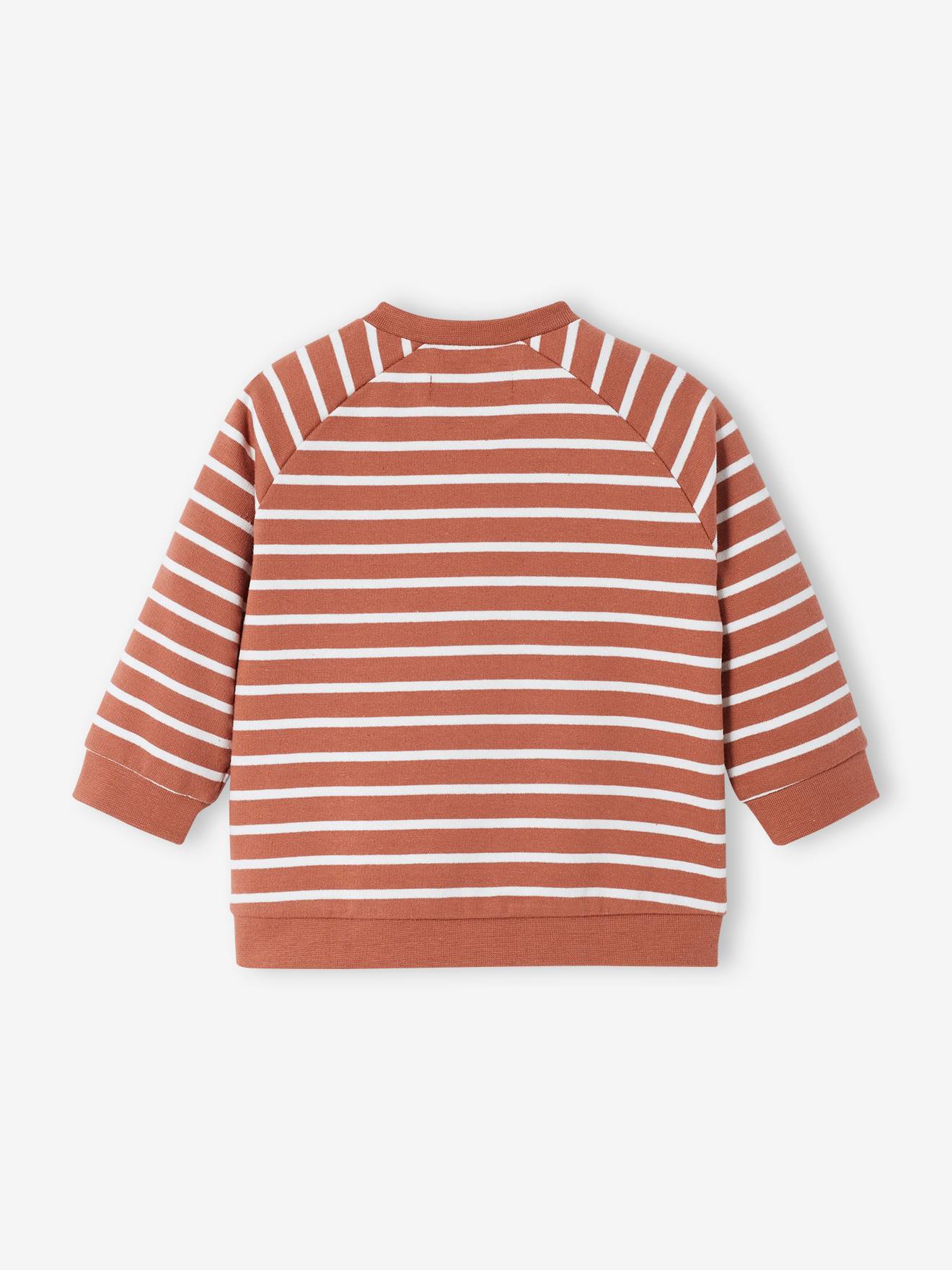 Sweat rayé en molleton bébé bleu ardoise
