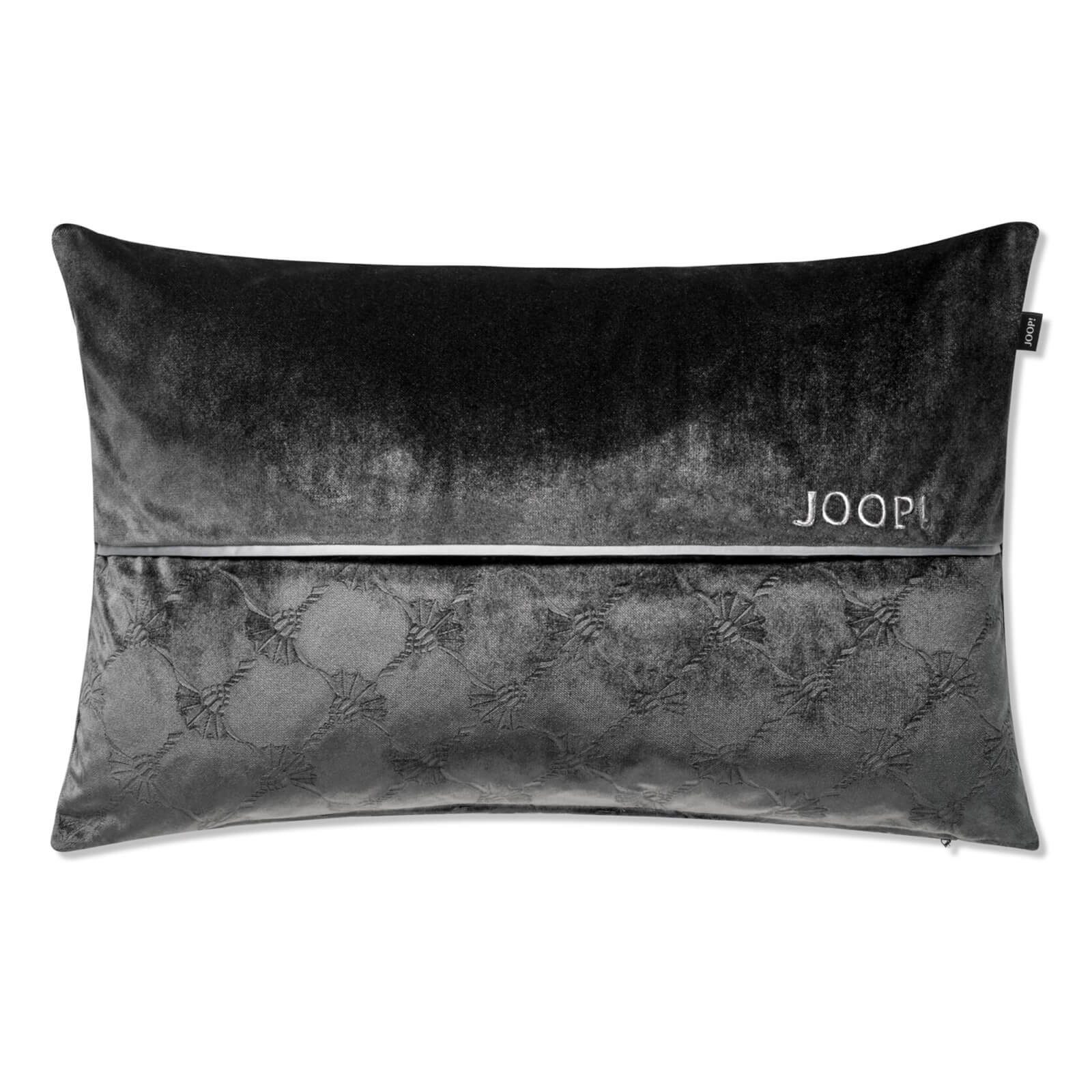 Joop! Dekokissen Kissenhülle Scene 70695 Anthrazit, Kornblumen-Prägung, Satinbiese
