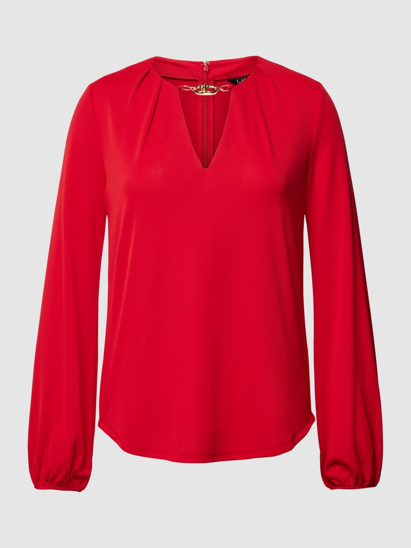 Blusenshirt mit Label-Ketten-Detail Modell 'AZTELLA' in rot