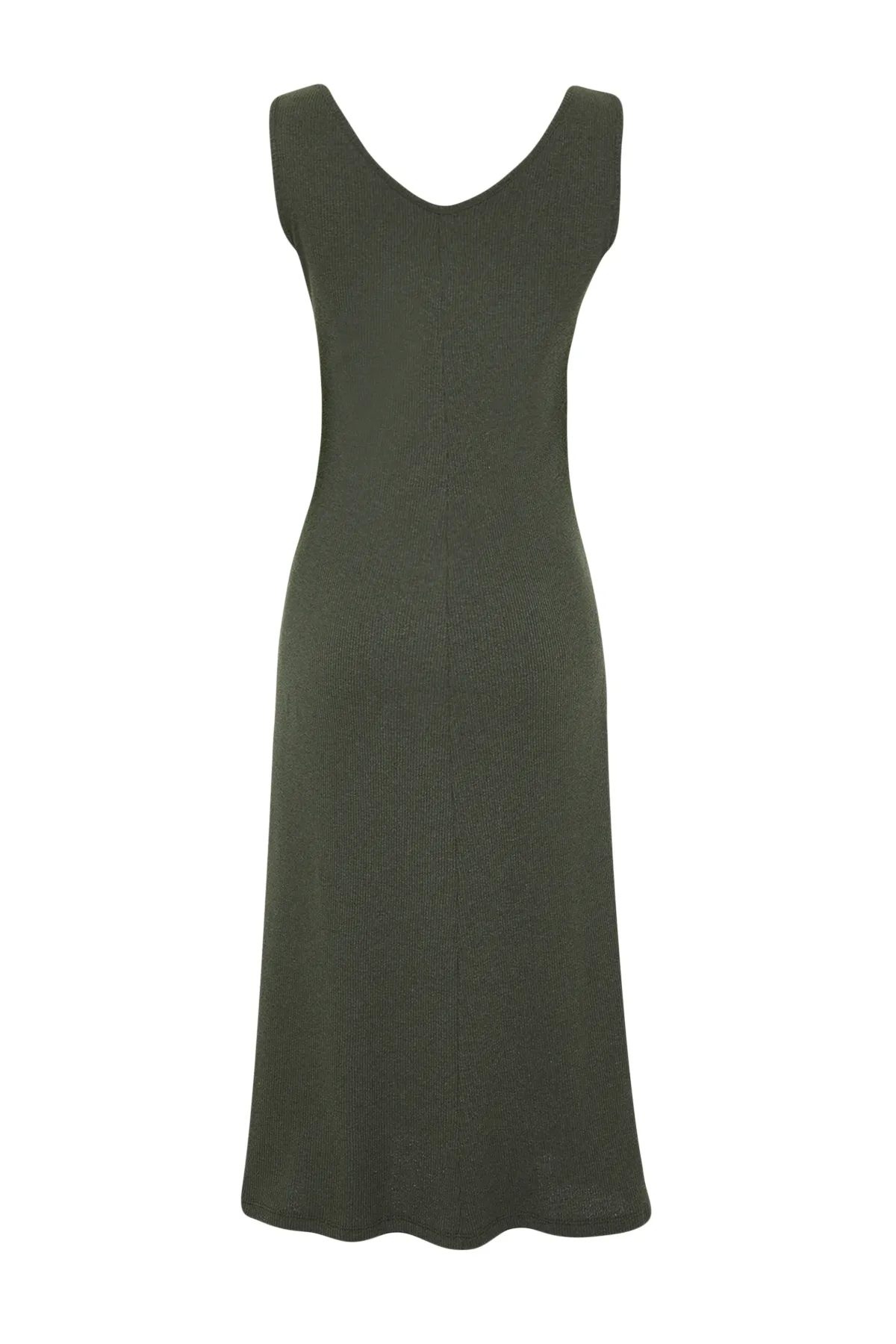 Trendyol Collection  Khakifarbenes, geripptes Midi-Strickkleid in A-Linie TWOSS22EL2964