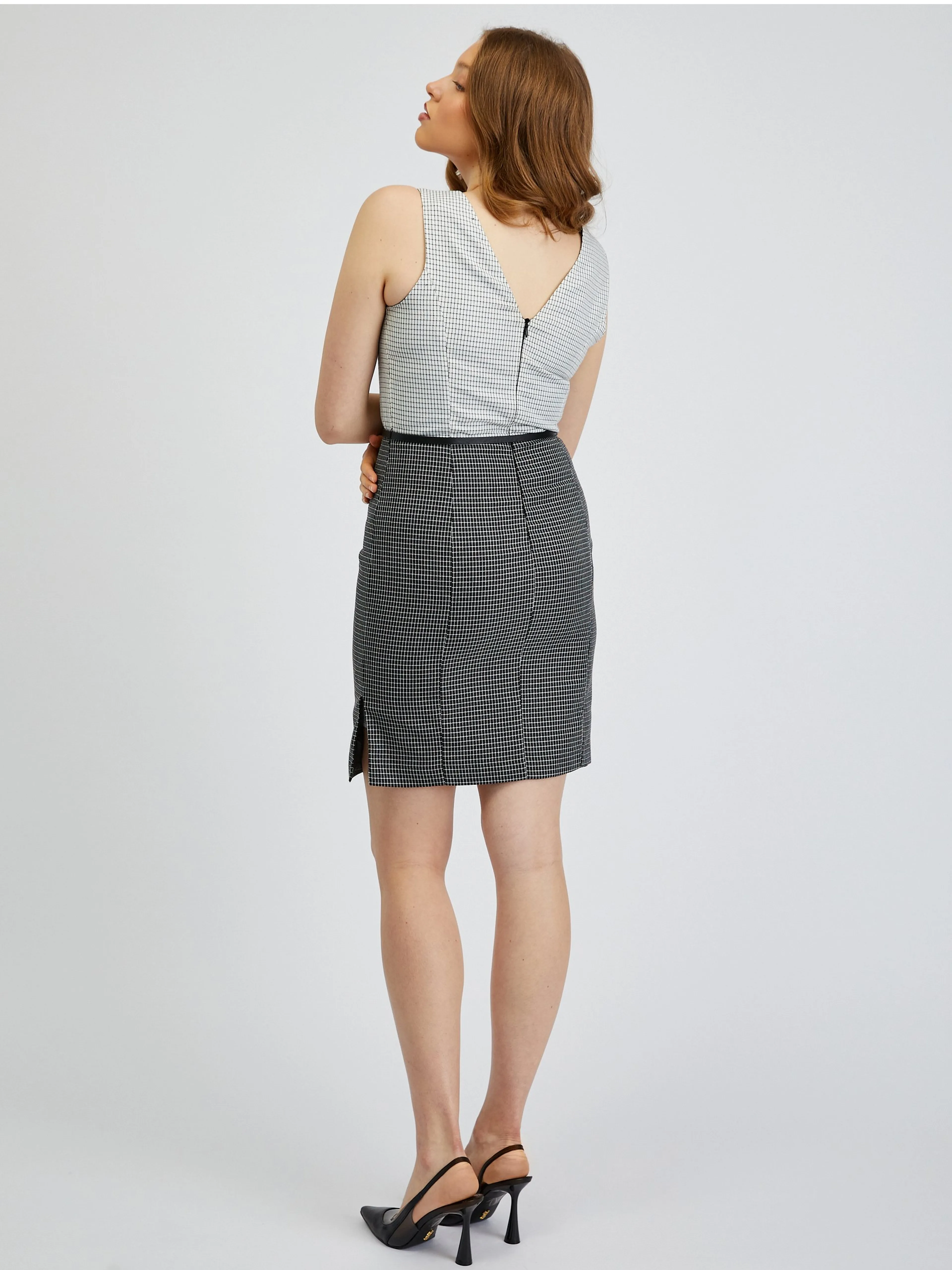 Grau-schwarz kariertes Damenkleid  ORSAY