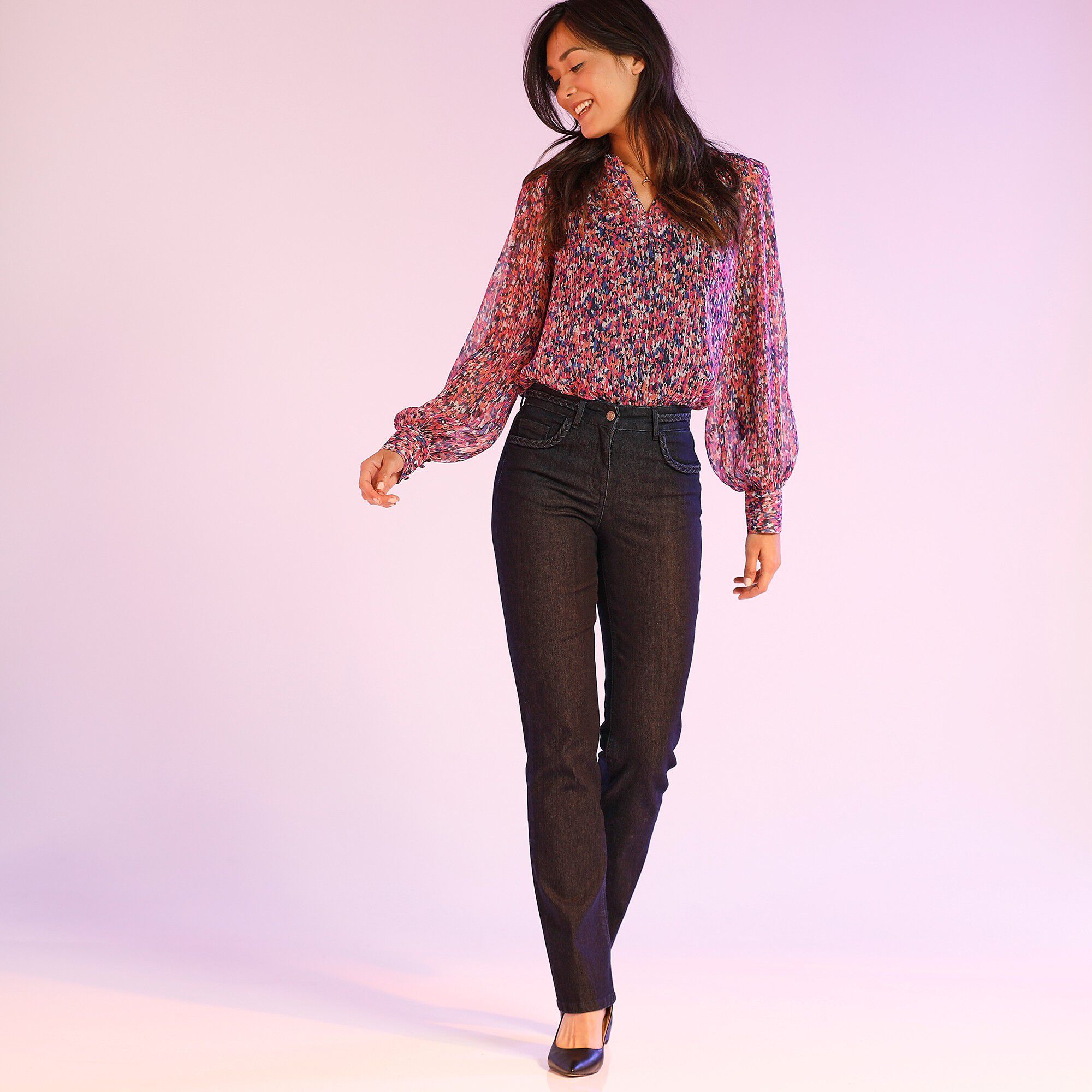 Jean stretch bootcut ceinture tressée