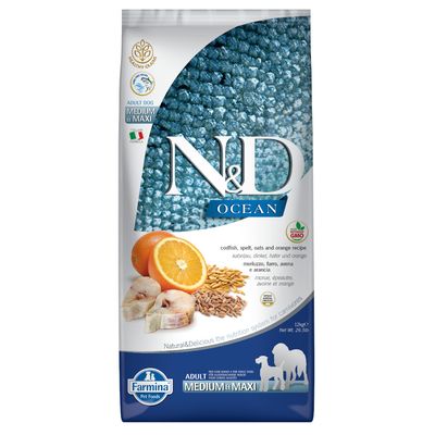 Farmina N&D Ocean gesundes Getreide Kabeljau & Orange Adult Medium/Maxi