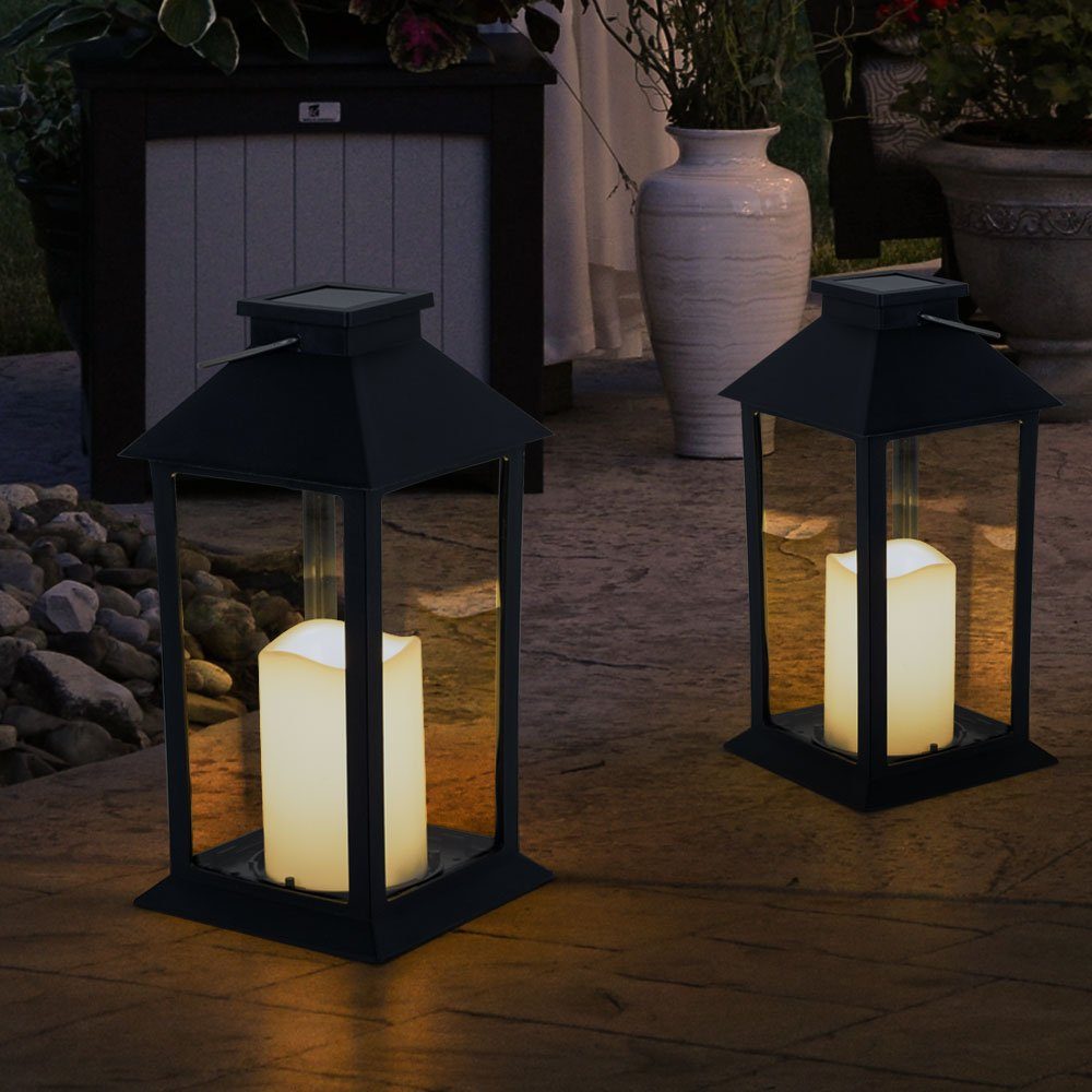 etc-shop LED Laterne, LED-Leuchtmittel fest verbaut, Warmweiß, Laterne Solar Außen Wetterfest LED Außenlaterne Solarleuchte