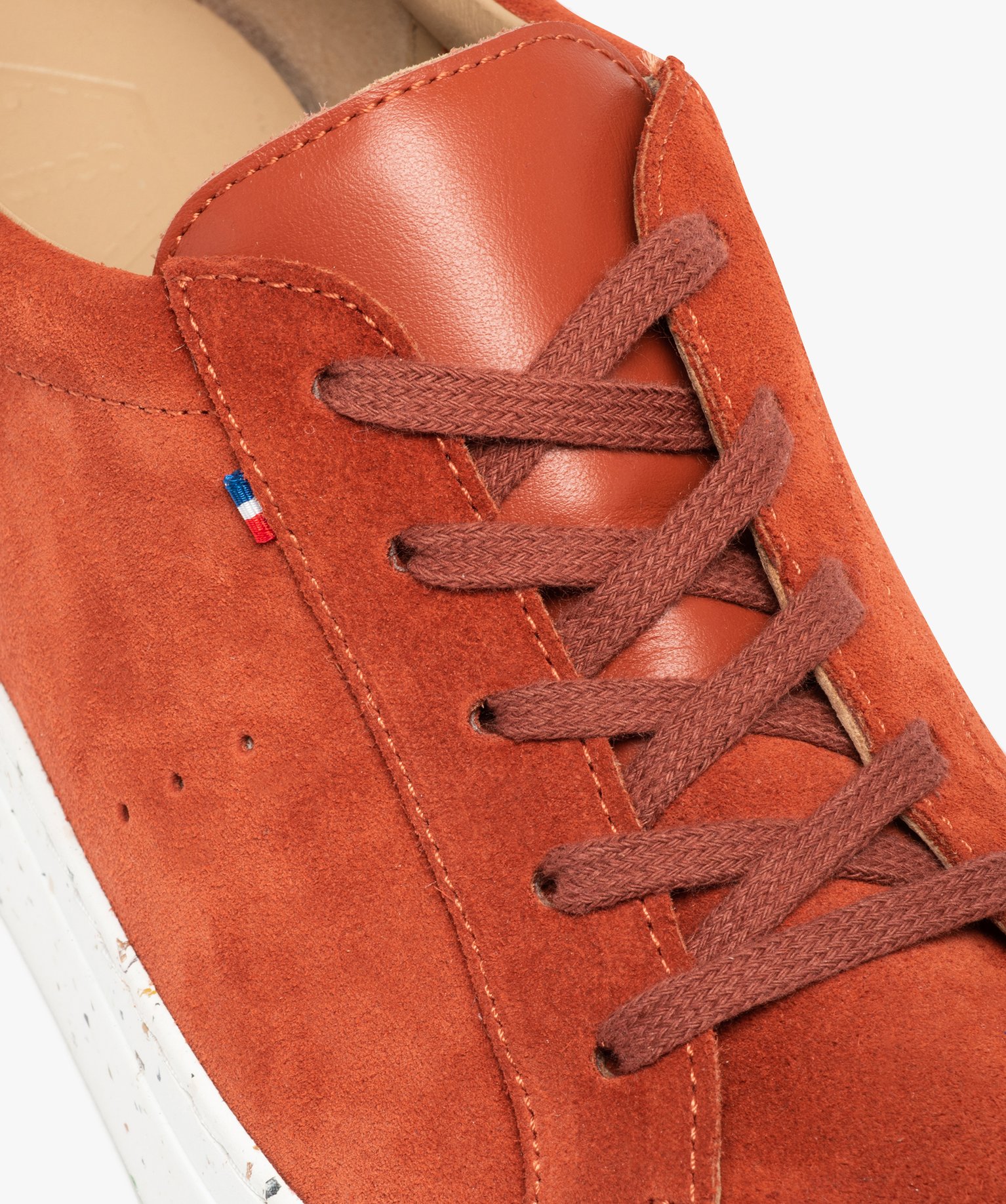 Baskets femme unies en cuir à lacets – Tanéo orange | GEMO