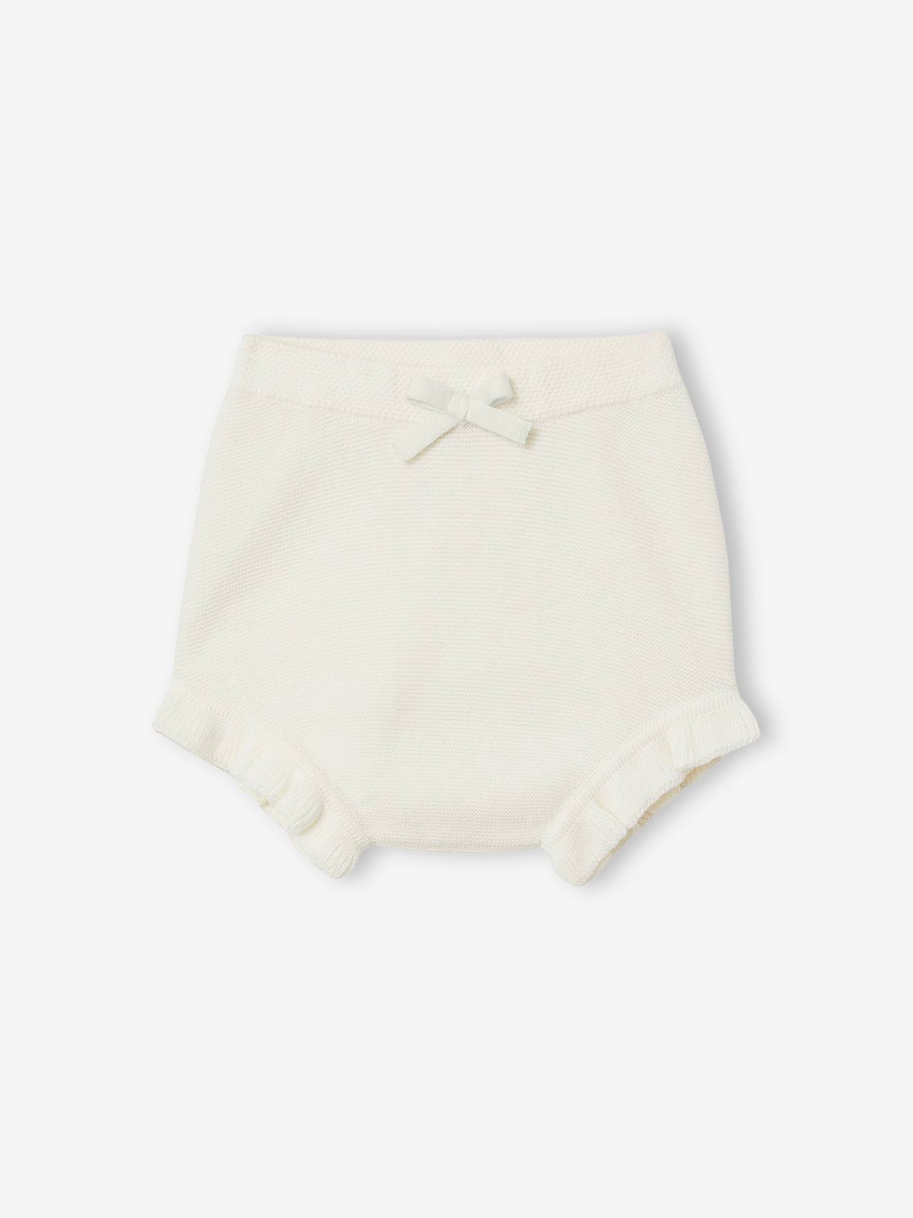 Vertbaudet Baby Strick-Set: Strickjacke, Shorts & Strumpfhose Oeko-Tex - wollweiß