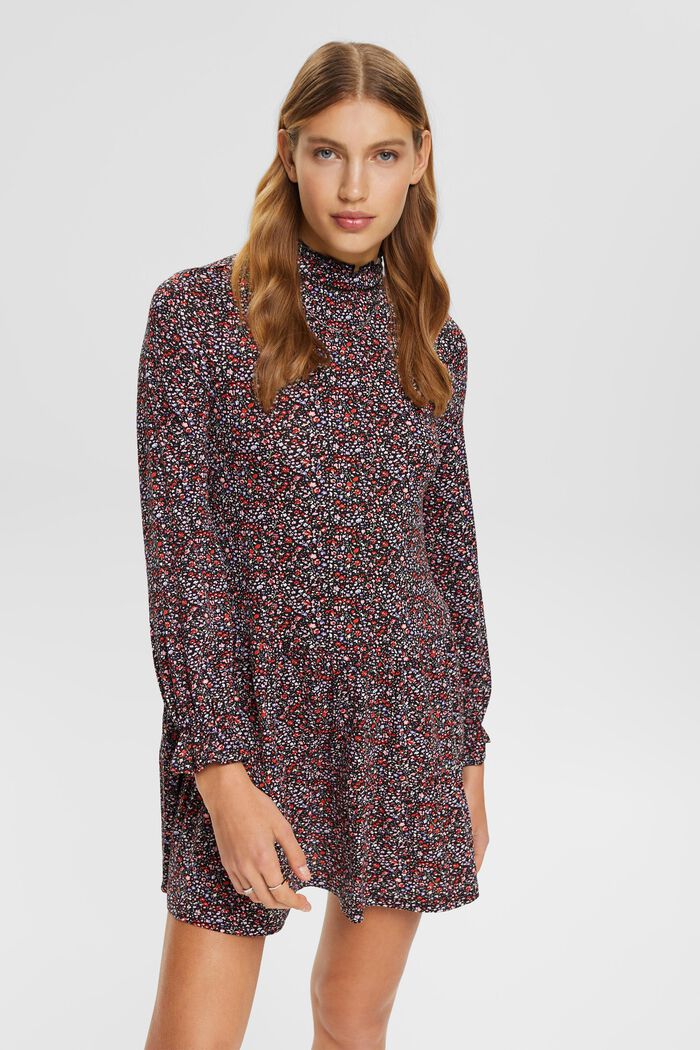Midikleid aus Crêpe mit Allover-Muster