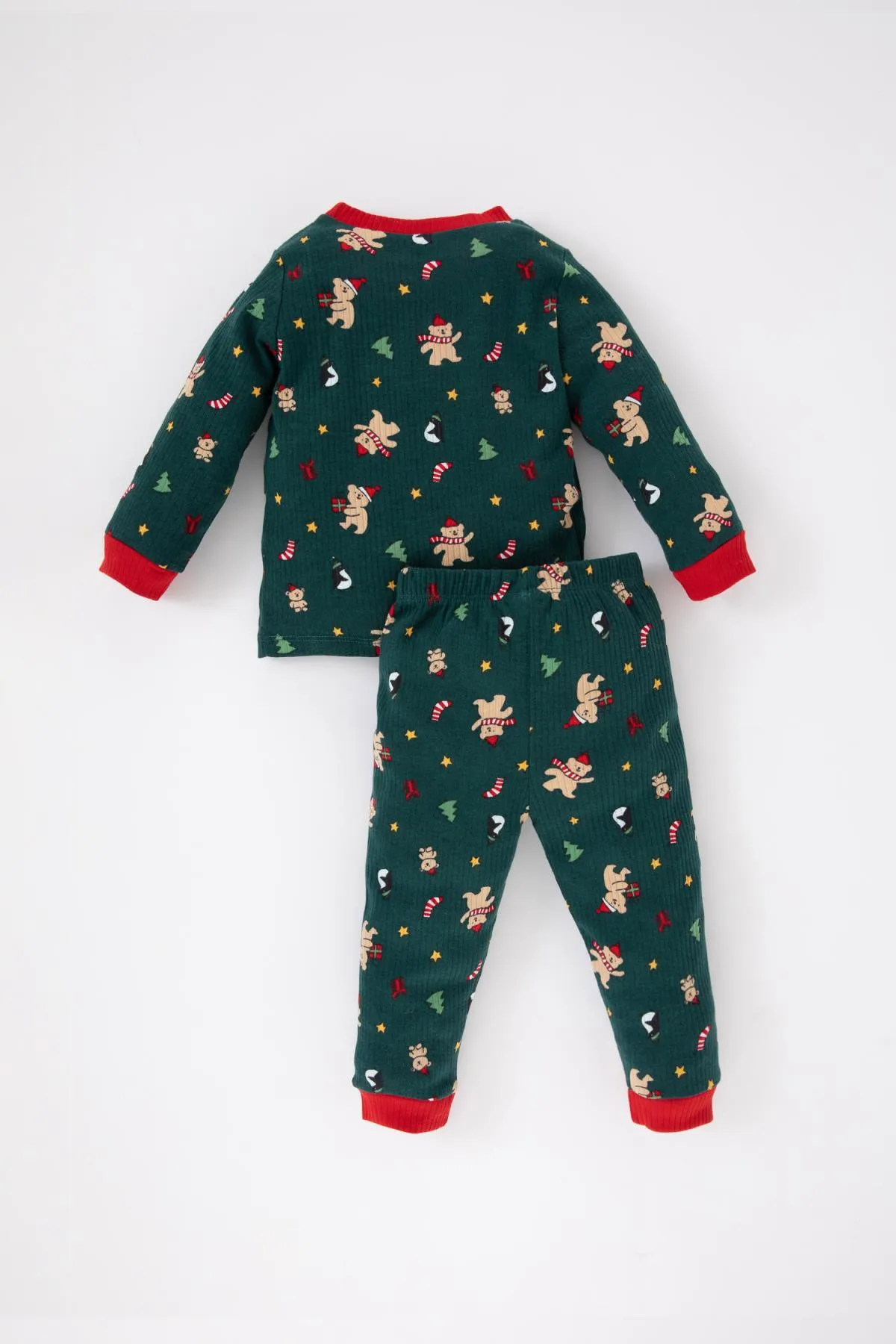 DeFacto  Langärmliges, geripptes Camisole-Pyjama-Set mit Neujahrsthema für Babys