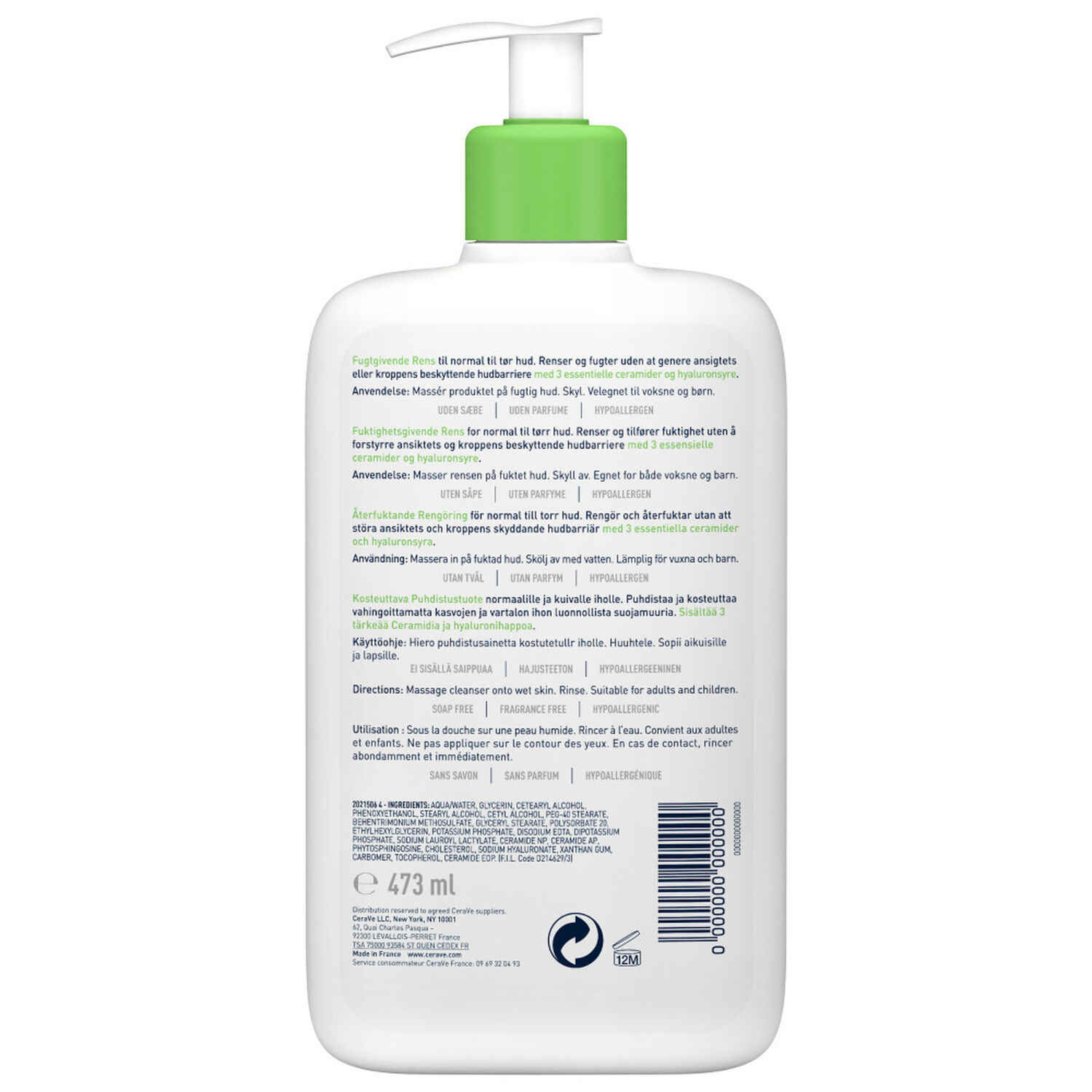 Cerave Crème Lavante Hydratante Nettoie & Hydrate