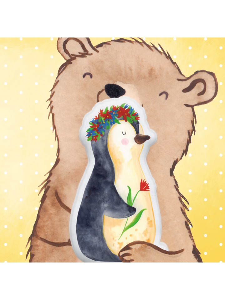Mr. & Mrs. Panda Kissen Kuscheltier Pinguin Blumen ohne Spruch in Weiß günstig kaufen