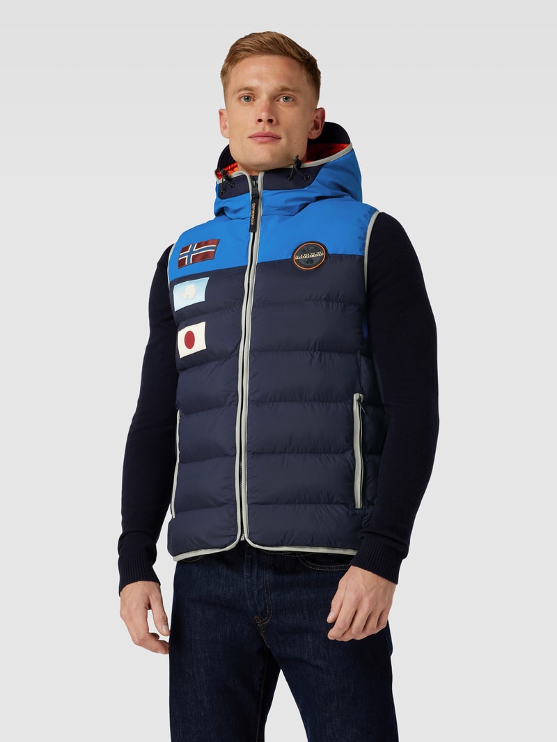 Steppweste mit Label-Details Modell 'SHAKLETON' in marineblau