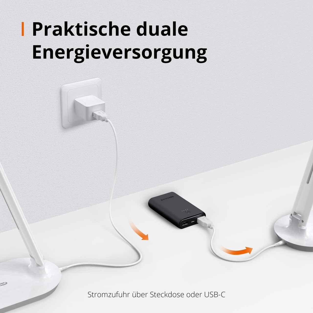 TaoTronics TT-DL064 LED Schreibtischlampe - 5 Helligkeitsstufen - 3 Farbtemperaturen - USB-Charger