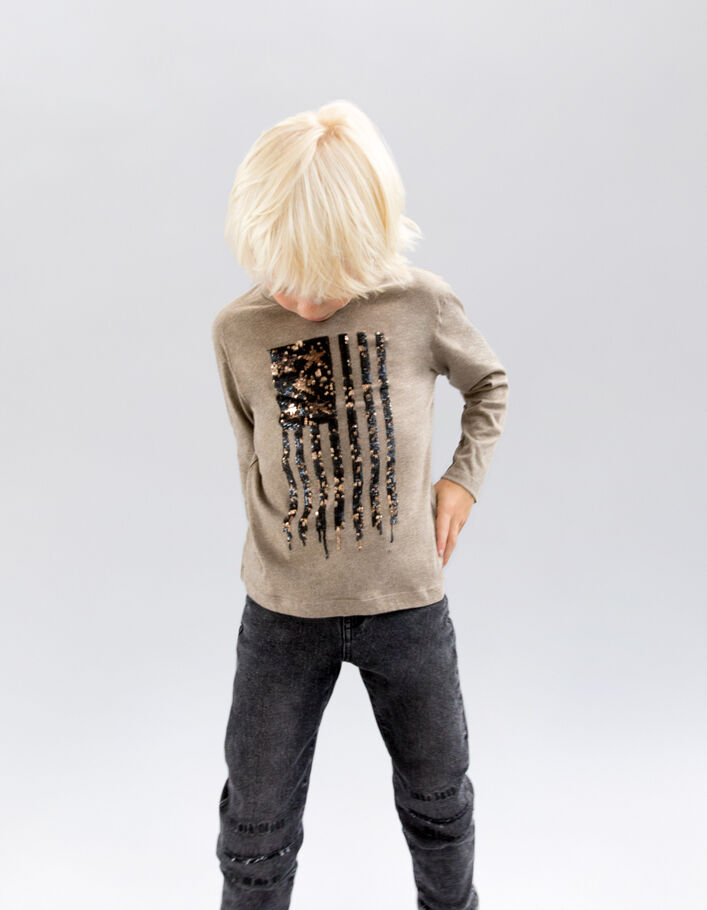 T-shirt moka bio drapeau sequins réversibles garçon