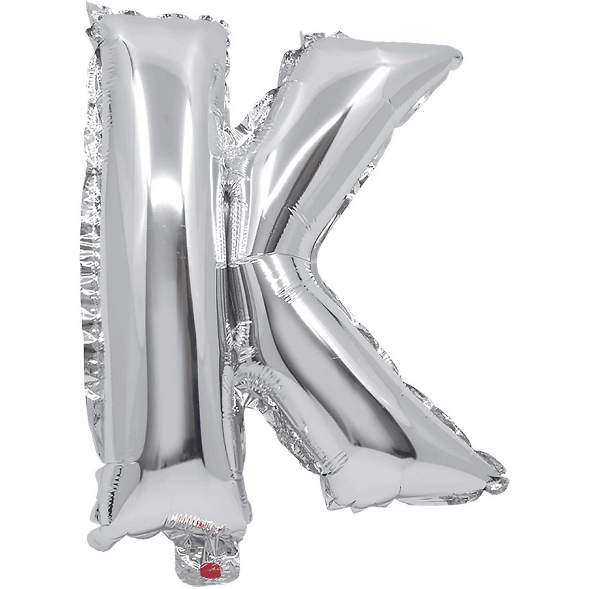 Folienballon Buchstabe K silber, 32 cm, inkl. Pustehalm
