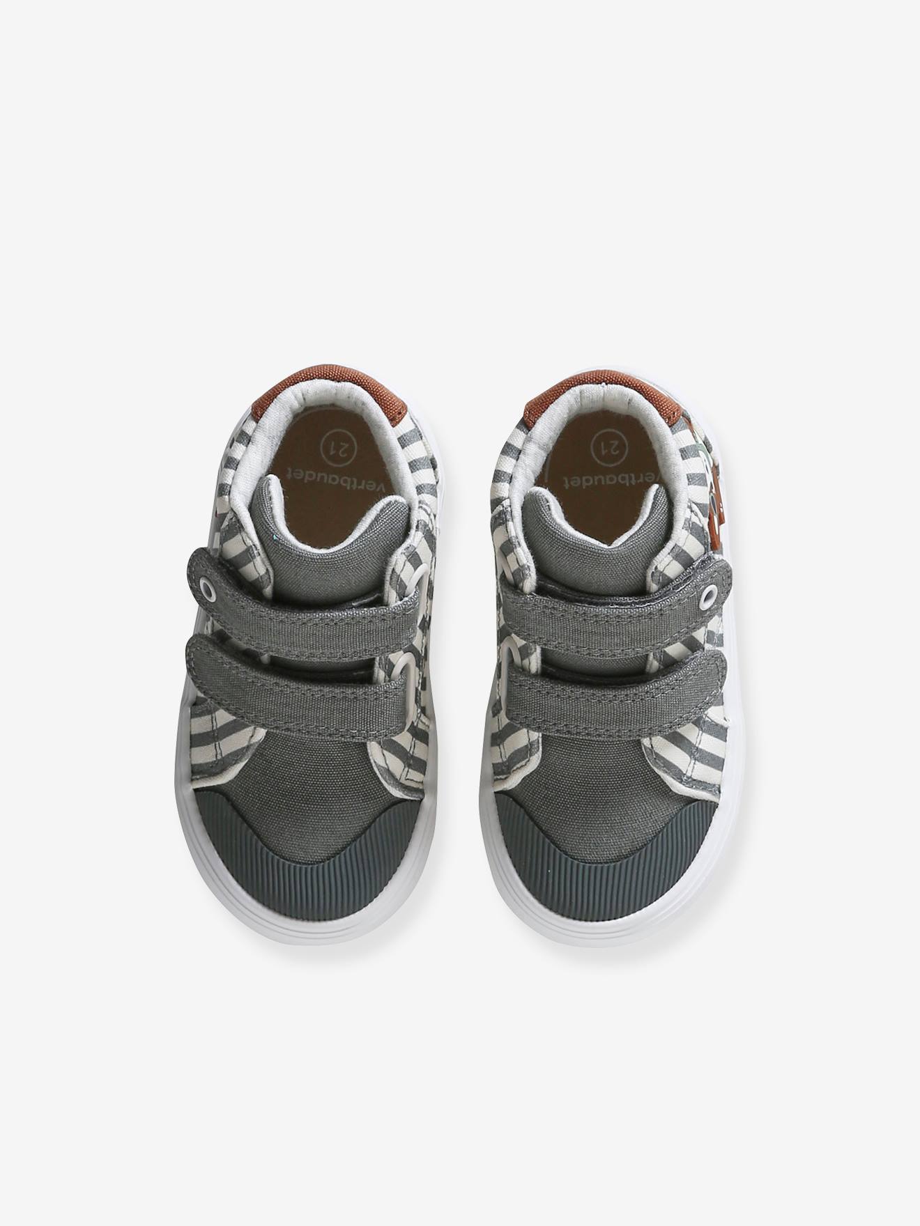 Vertbaudet Baby High-Sneakers mit Klett - grau gestreift