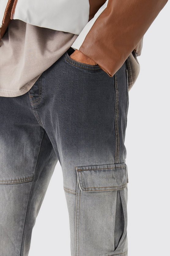 Lockere zerrissene Cargo-Jeans mit Farbverlauf