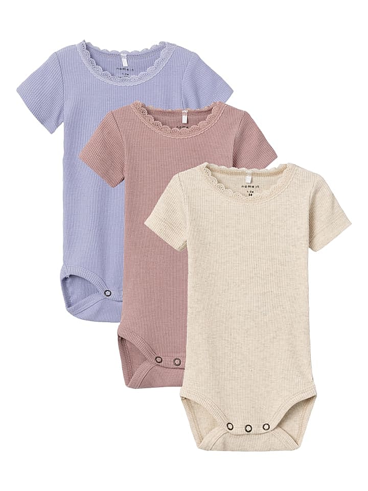 name it Baby Body 3-er Stück Set T-Shirt Kurzarm Oberteil NBFKAB in Rosa günstig kaufen 62