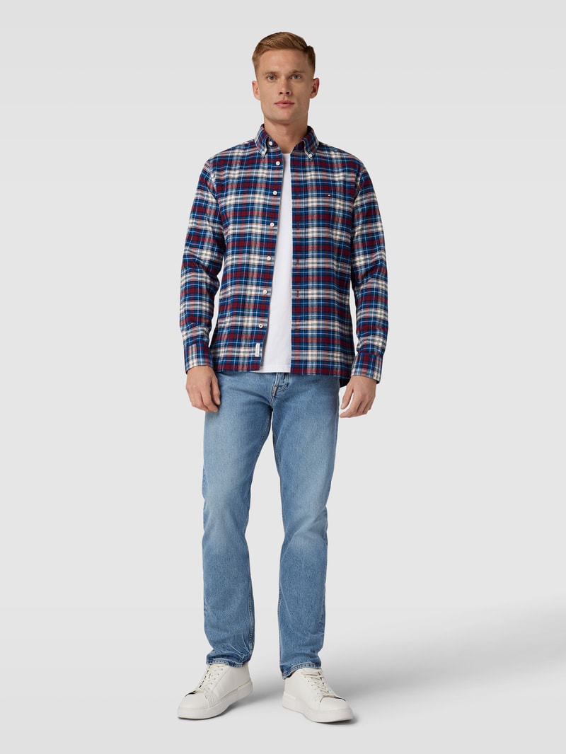 Regular Fit Freizeithemd mit Karomuster in marineblau