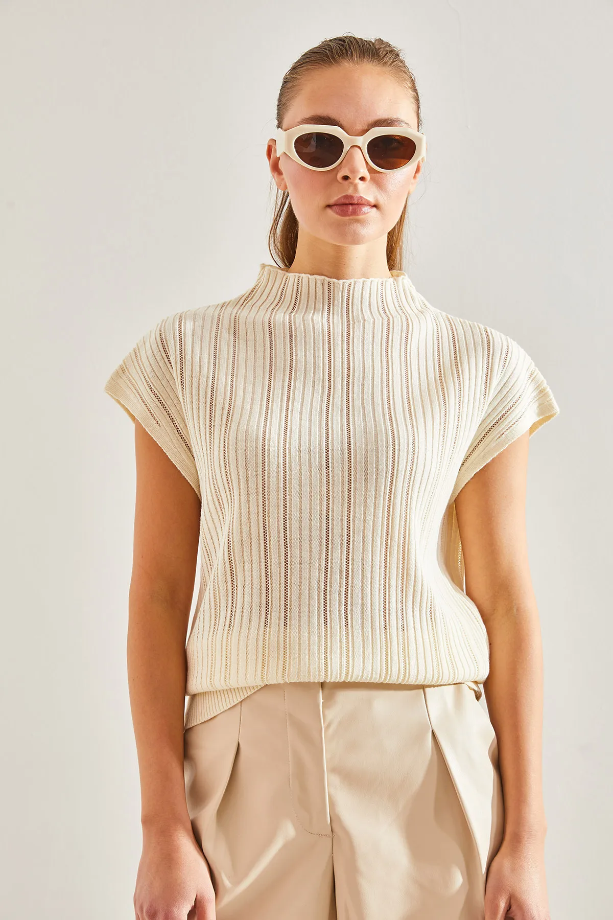 Bianco Lucci  Geformte Strickbluse für Damen20246046