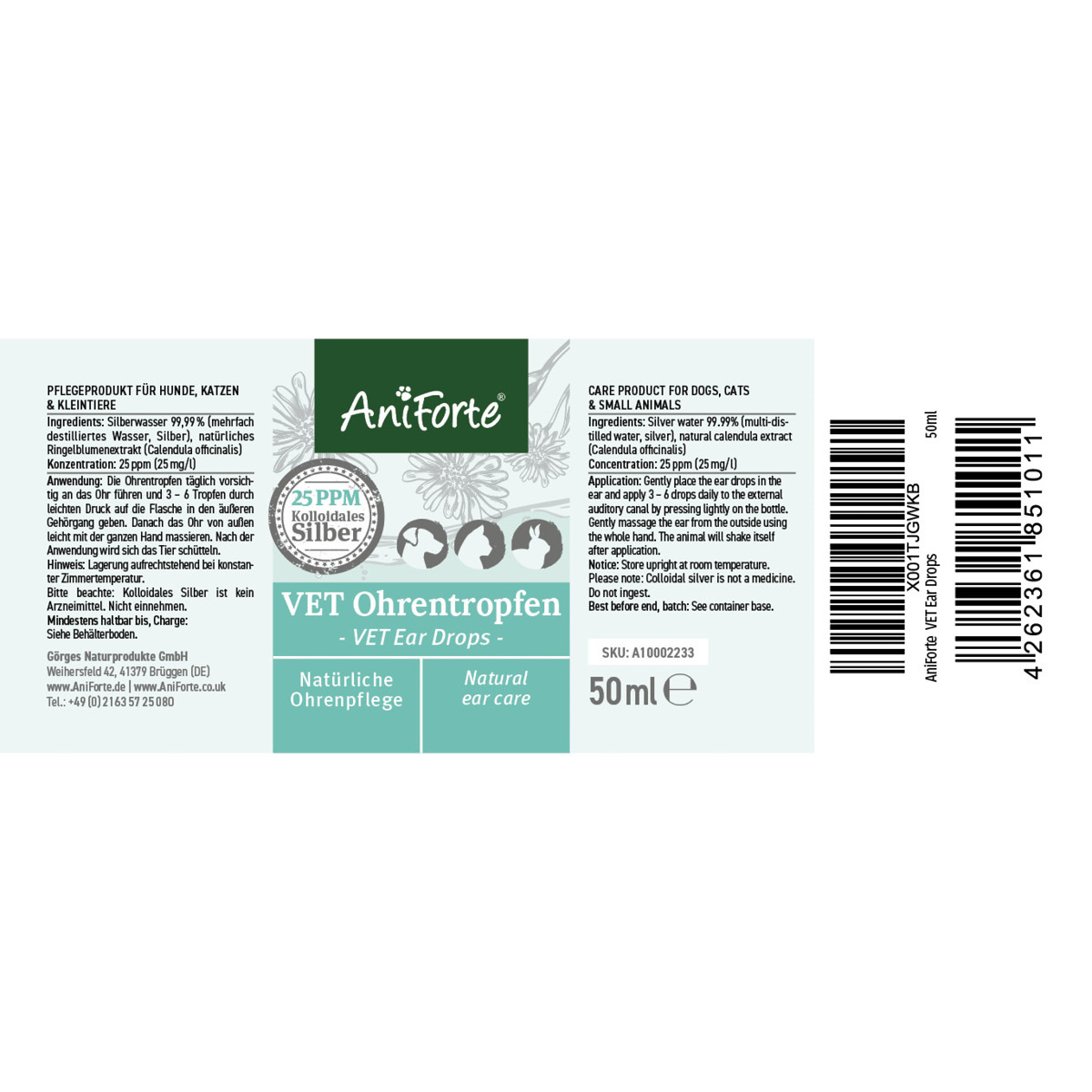Aniforte Augen- & Ohrenpflege Aniforte VET Ohrentropfen 50ml