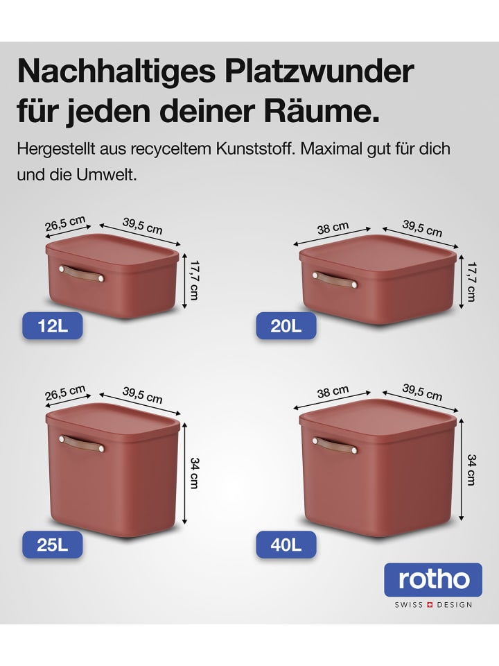 Rotho 3er-Set Kiste mit Deckel Maloja 40l in Iron rot günstig kaufen onesize